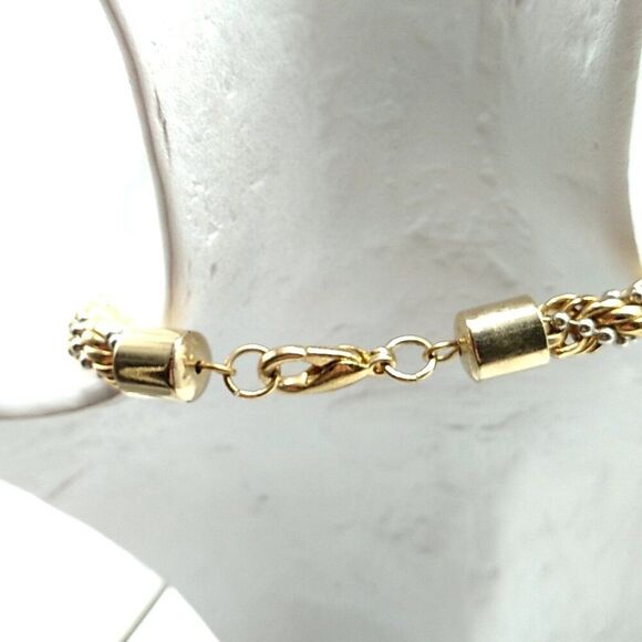 1980s Vintage Gold Rope and Silver Ball Chain Chunky Statement Necklace - Picture 7 of 9